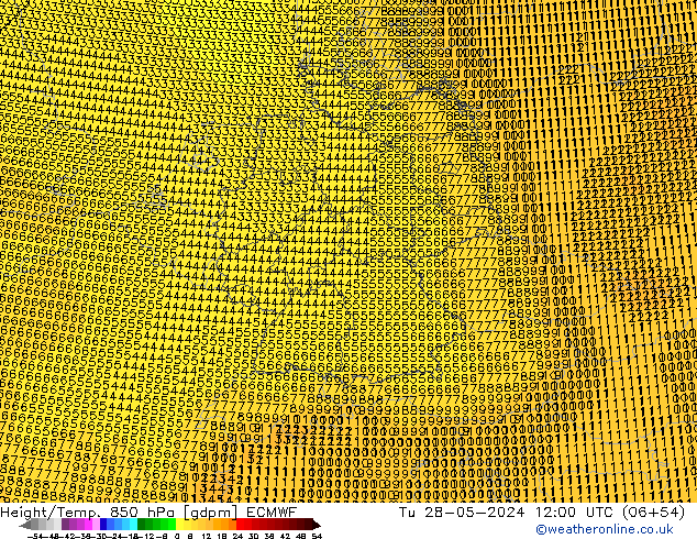 Height/Temp. 850 гПа ECMWF вт 28.05.2024 12 UTC