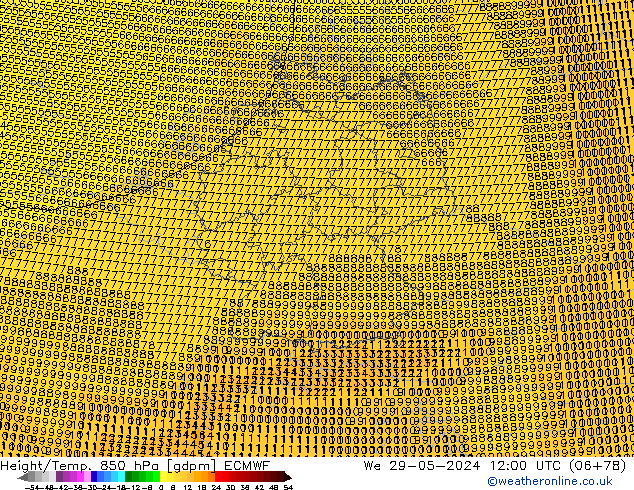 Height/Temp. 850 hPa ECMWF We 29.05.2024 12 UTC