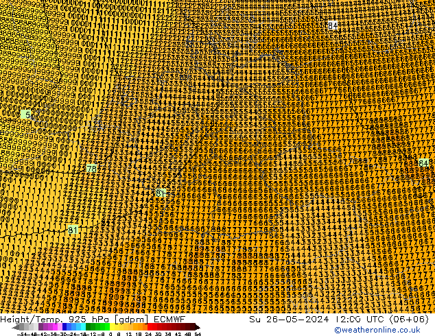 Height/Temp. 925 hPa ECMWF Ne 26.05.2024 12 UTC