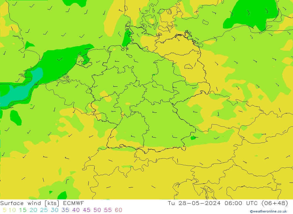 Wind 10 m ECMWF di 28.05.2024 06 UTC