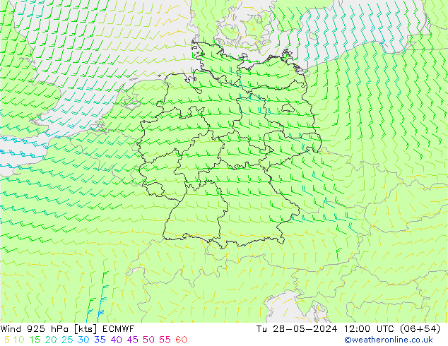 Vento 925 hPa ECMWF Ter 28.05.2024 12 UTC