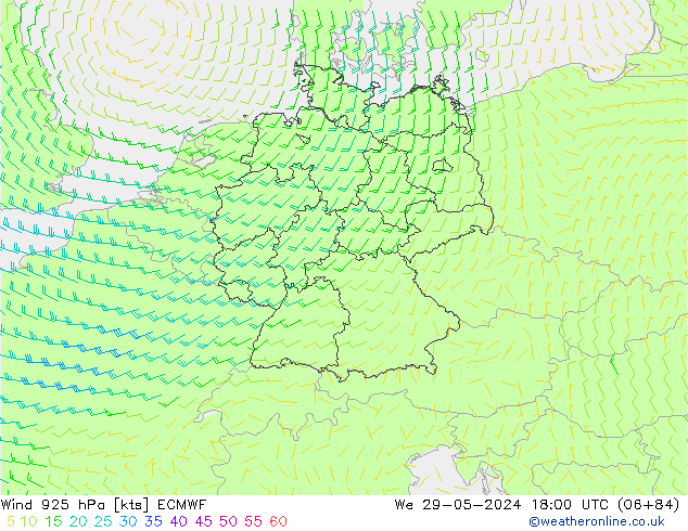 ветер 925 гПа ECMWF ср 29.05.2024 18 UTC