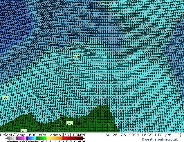 Géop./Temp. 500 hPa ECMWF dim 26.05.2024 18 UTC