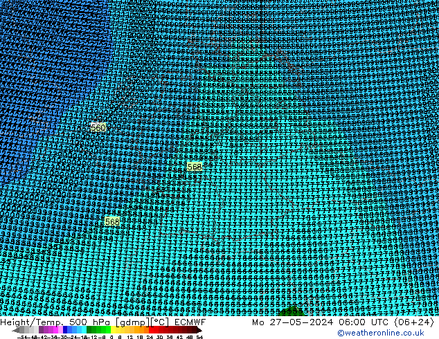 Height/Temp. 500 hPa ECMWF Mo 27.05.2024 06 UTC