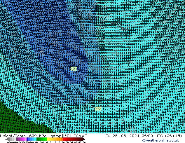 Height/Temp. 500 hPa ECMWF Di 28.05.2024 06 UTC