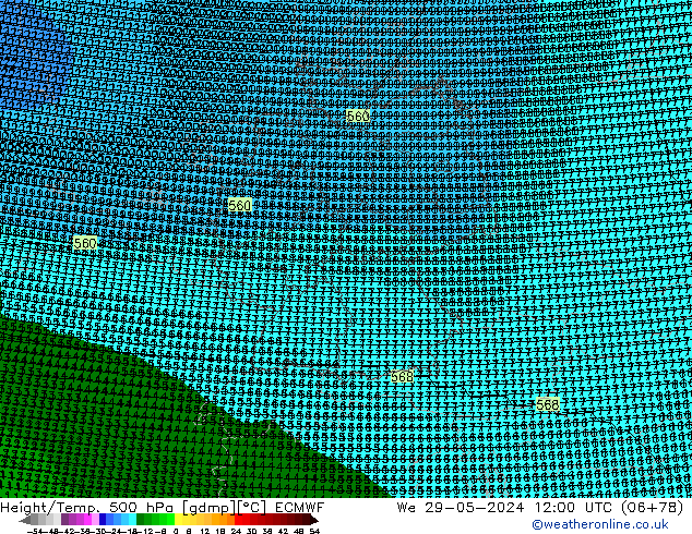 Height/Temp. 500 hPa ECMWF Qua 29.05.2024 12 UTC