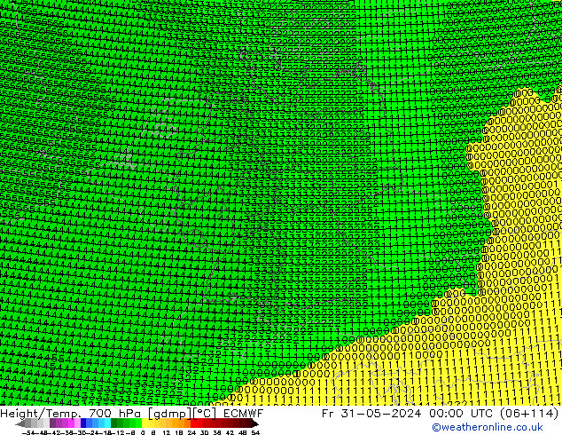 Height/Temp. 700 hPa ECMWF 星期五 31.05.2024 00 UTC