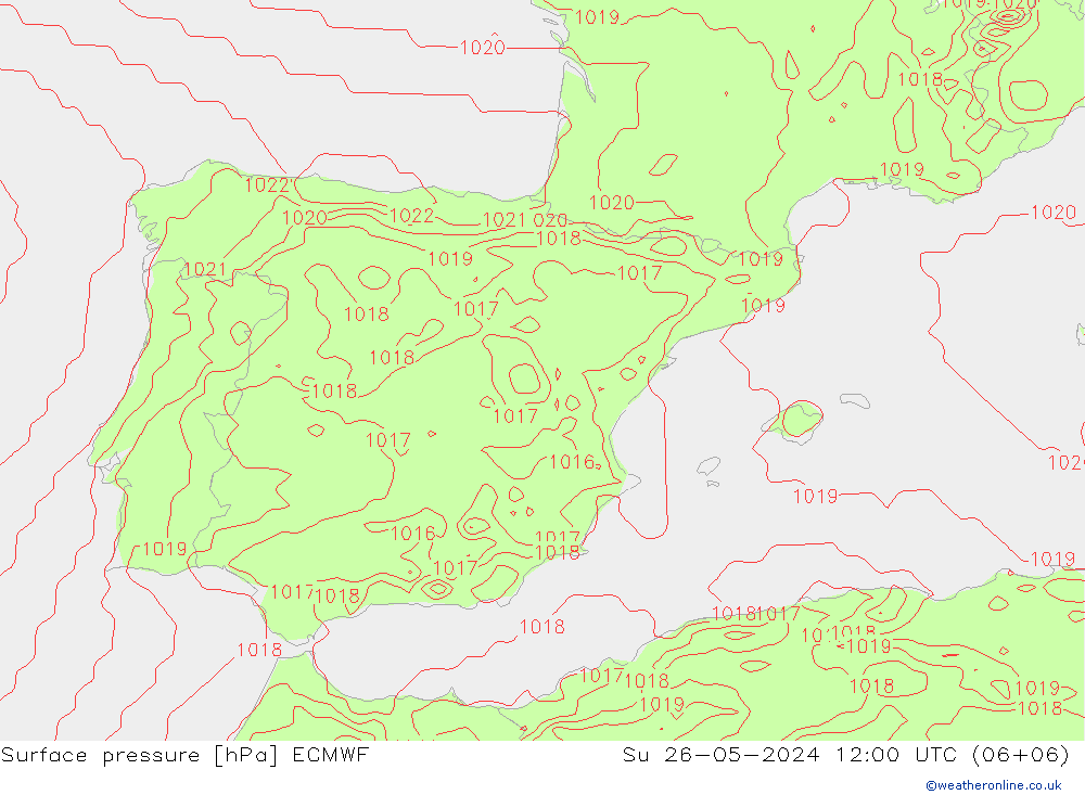 pressão do solo ECMWF Dom 26.05.2024 12 UTC