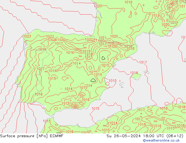 Atmosférický tlak ECMWF Ne 26.05.2024 18 UTC