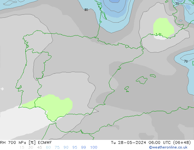 RH 700 hPa ECMWF  28.05.2024 06 UTC