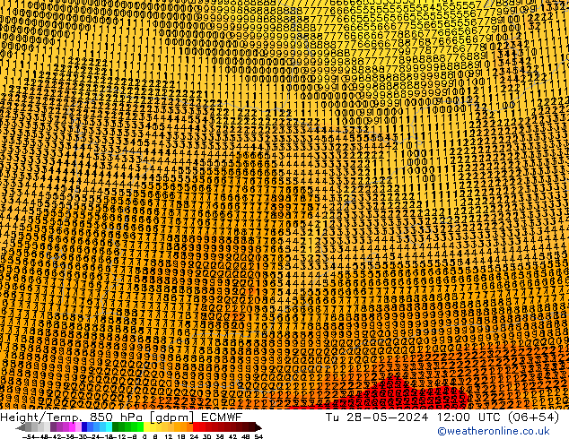 Height/Temp. 850 hPa ECMWF Tu 28.05.2024 12 UTC