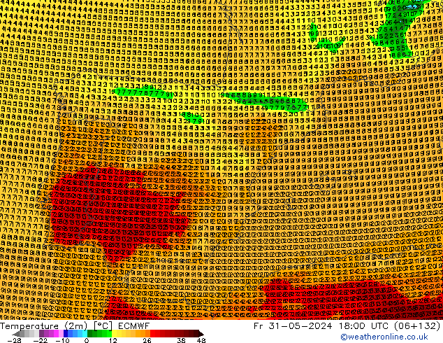 Temperatura (2m) ECMWF Sex 31.05.2024 18 UTC