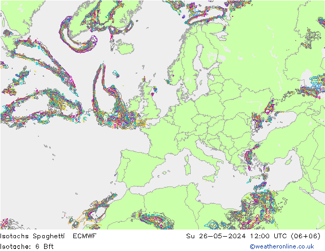 Isotachen Spaghetti ECMWF So 26.05.2024 12 UTC