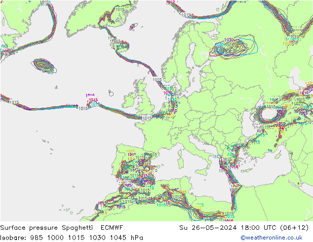 Bodendruck Spaghetti ECMWF So 26.05.2024 18 UTC
