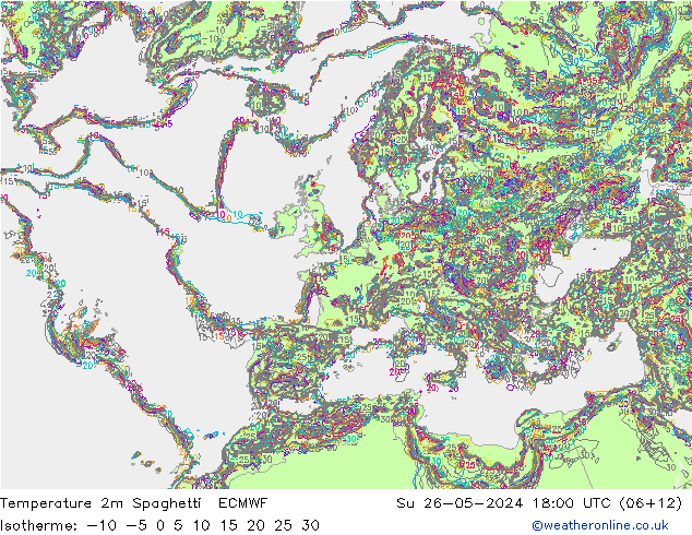 Temperaturkarte Spaghetti ECMWF So 26.05.2024 18 UTC