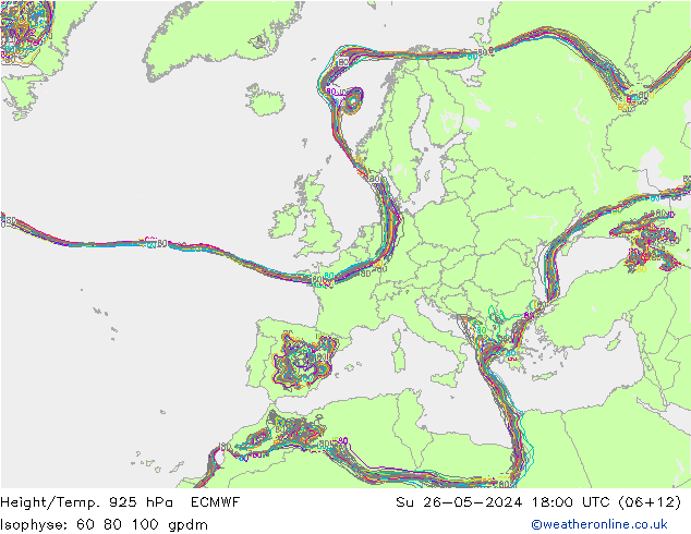 Hoogte/Temp. 925 hPa ECMWF zo 26.05.2024 18 UTC