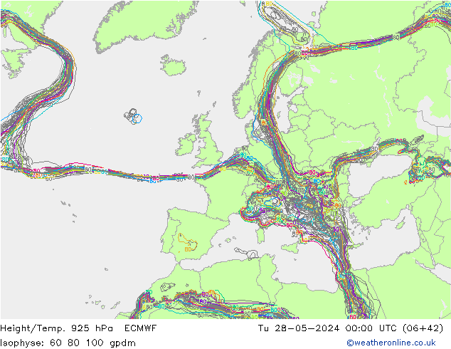 Height/Temp. 925 hPa ECMWF  28.05.2024 00 UTC