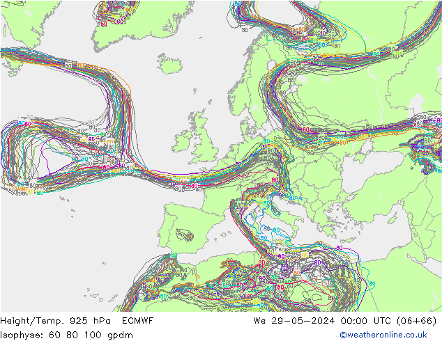 Height/Temp. 925 hPa ECMWF  29.05.2024 00 UTC