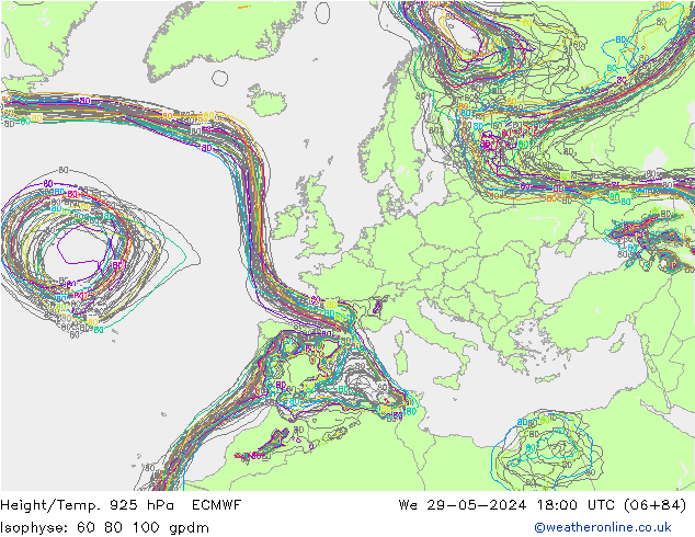 Height/Temp. 925 hPa ECMWF  29.05.2024 18 UTC