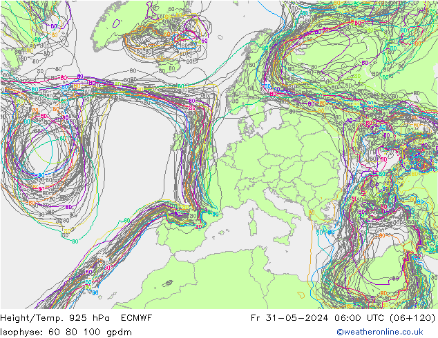 Height/Temp. 925 hPa ECMWF Fr 31.05.2024 06 UTC