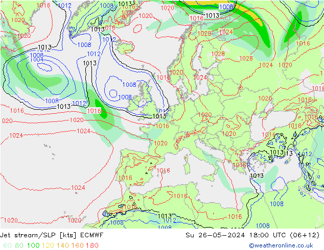 Jet stream/SLP ECMWF Su 26.05.2024 18 UTC