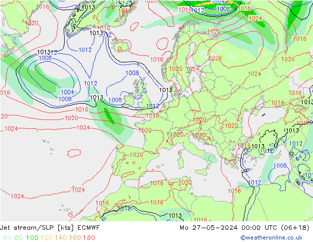 Jet stream ECMWF Seg 27.05.2024 00 UTC