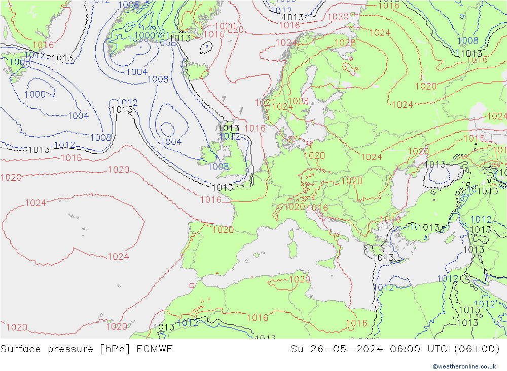 地面气压 ECMWF 星期日 26.05.2024 06 UTC