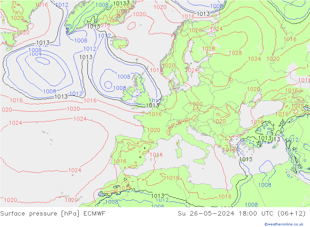 Bodendruck ECMWF So 26.05.2024 18 UTC