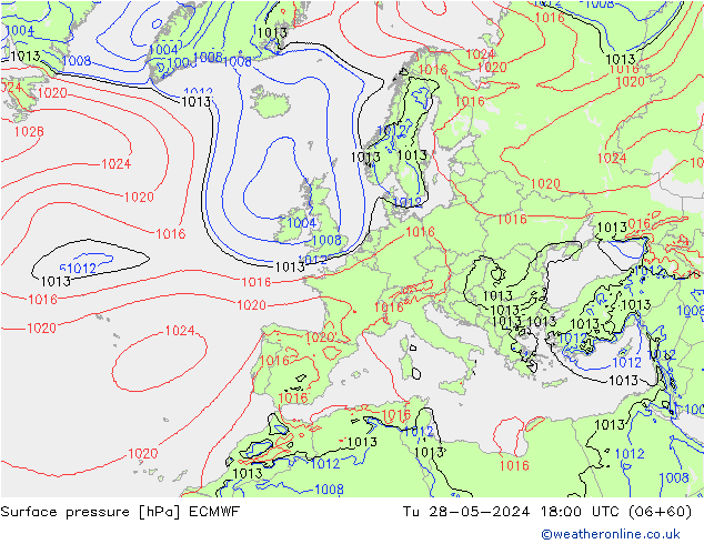 ciśnienie ECMWF wto. 28.05.2024 18 UTC