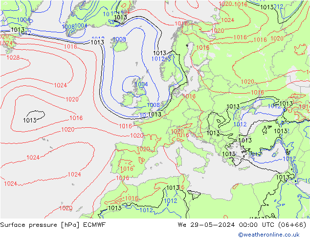 Surface pressure ECMWF We 29.05.2024 00 UTC