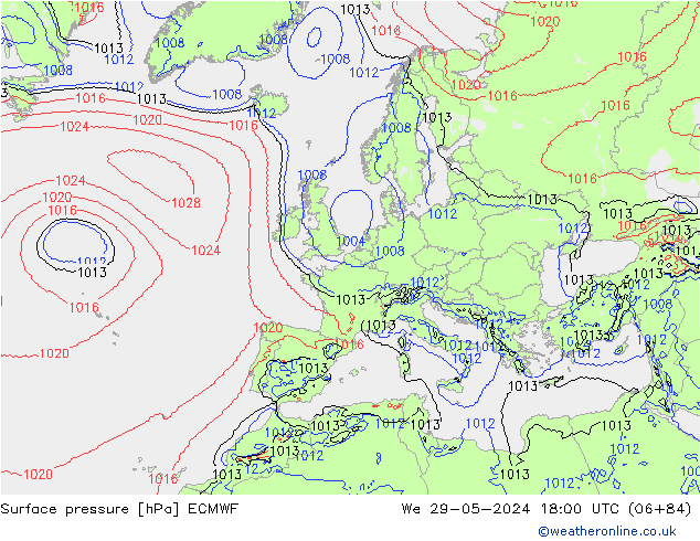 pression de l'air ECMWF mer 29.05.2024 18 UTC