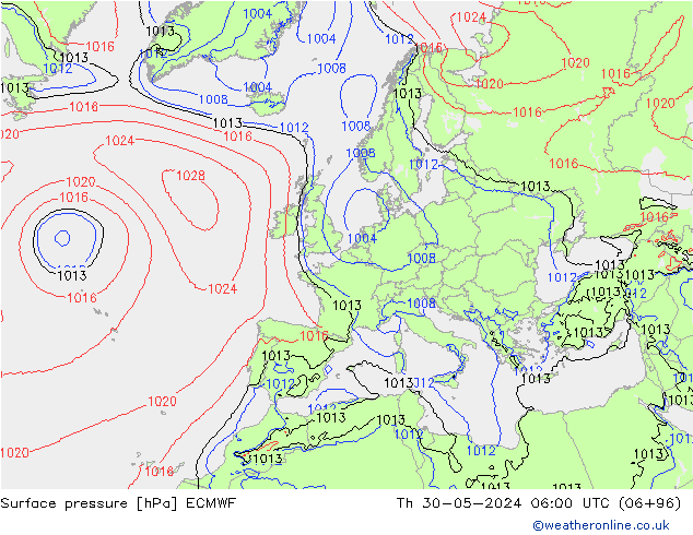 pression de l'air ECMWF jeu 30.05.2024 06 UTC