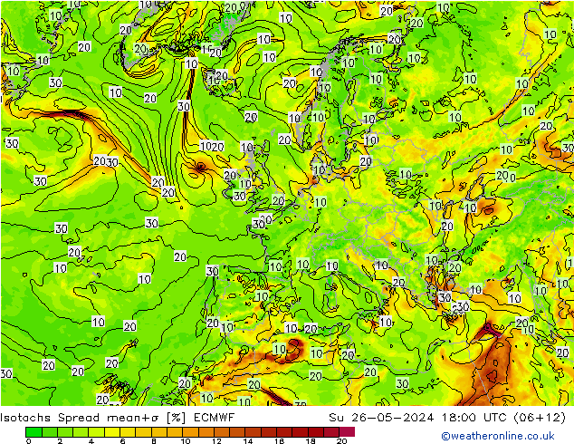 Isotachs Spread ECMWF Su 26.05.2024 18 UTC