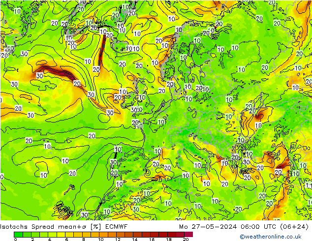 Isotachs Spread ECMWF  27.05.2024 06 UTC