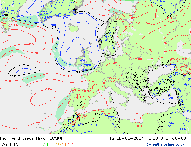 Windvelden ECMWF di 28.05.2024 18 UTC