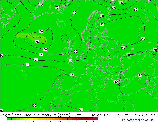 Geop./Temp. 925 hPa ECMWF lun 27.05.2024 12 UTC