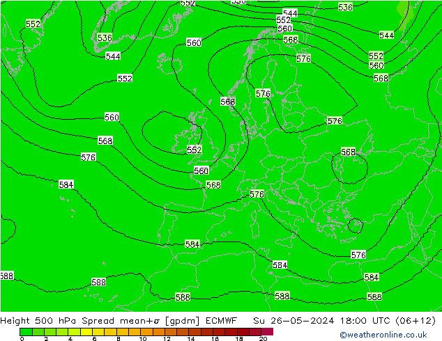 Height 500 hPa Spread ECMWF Ne 26.05.2024 18 UTC