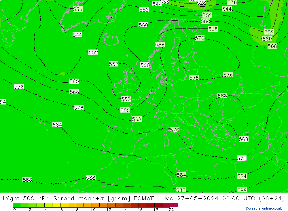 Height 500 hPa Spread ECMWF Po 27.05.2024 06 UTC