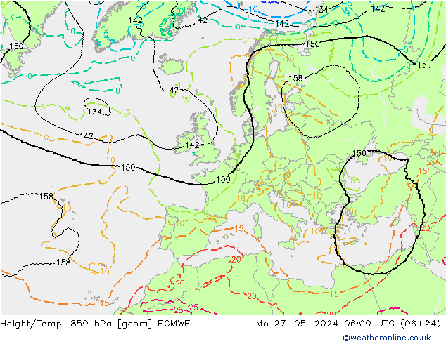 Height/Temp. 850 hPa ECMWF Mo 27.05.2024 06 UTC