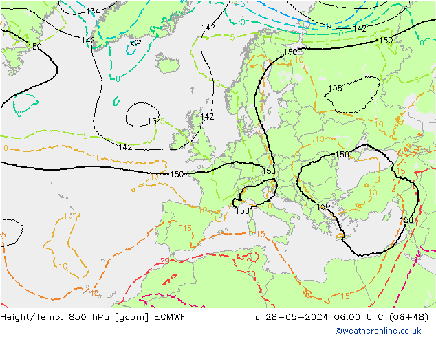 Height/Temp. 850 hPa ECMWF Tu 28.05.2024 06 UTC