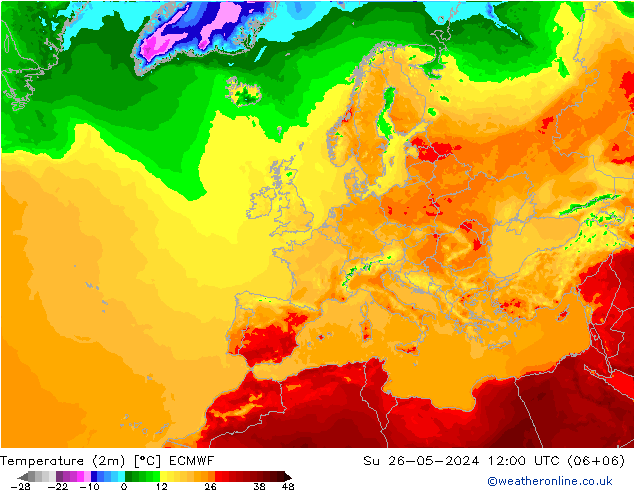 température (2m) ECMWF dim 26.05.2024 12 UTC