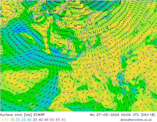 Wind 10 m ECMWF ma 27.05.2024 00 UTC