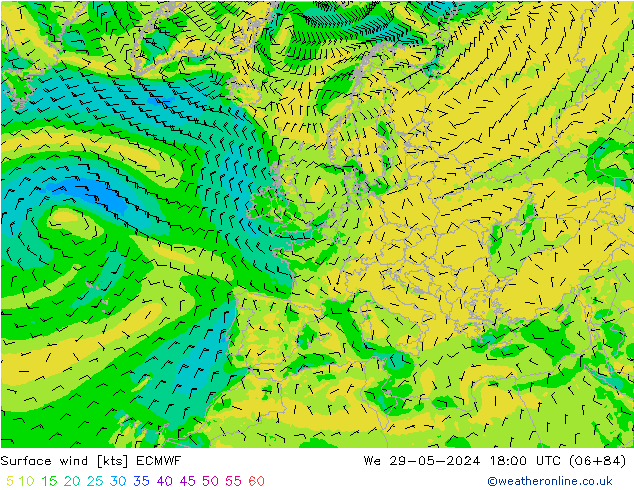 Surface wind ECMWF St 29.05.2024 18 UTC