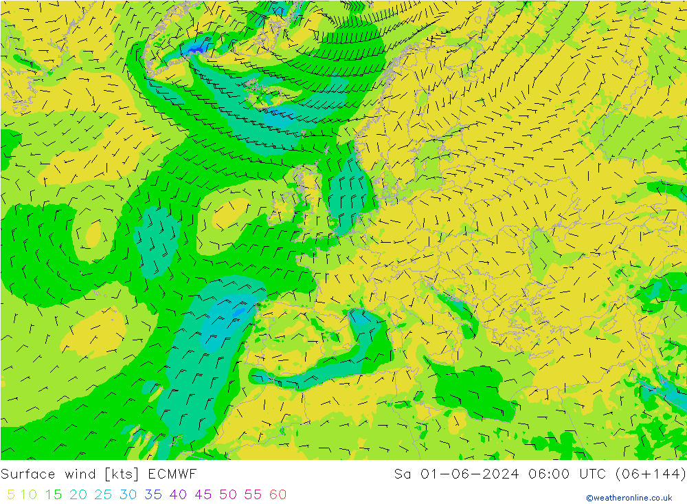 Bodenwind ECMWF Sa 01.06.2024 06 UTC