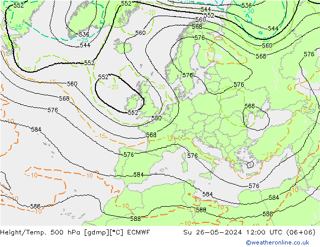 Géop./Temp. 500 hPa ECMWF dim 26.05.2024 12 UTC