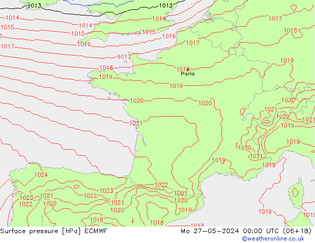 приземное давление ECMWF пн 27.05.2024 00 UTC