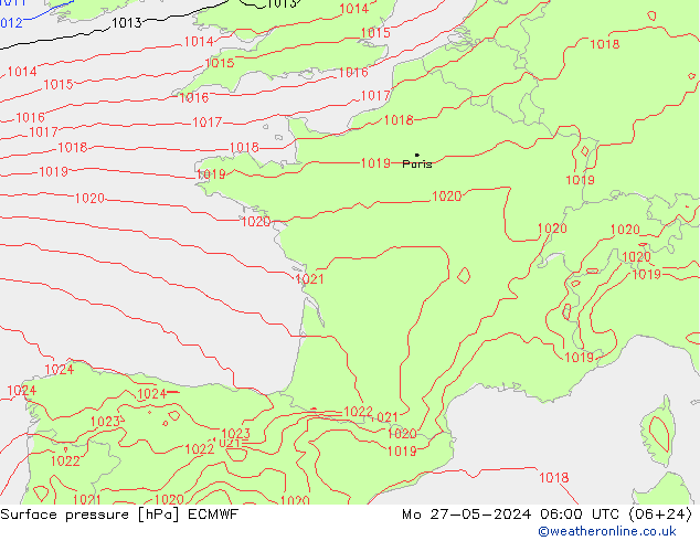 приземное давление ECMWF пн 27.05.2024 06 UTC