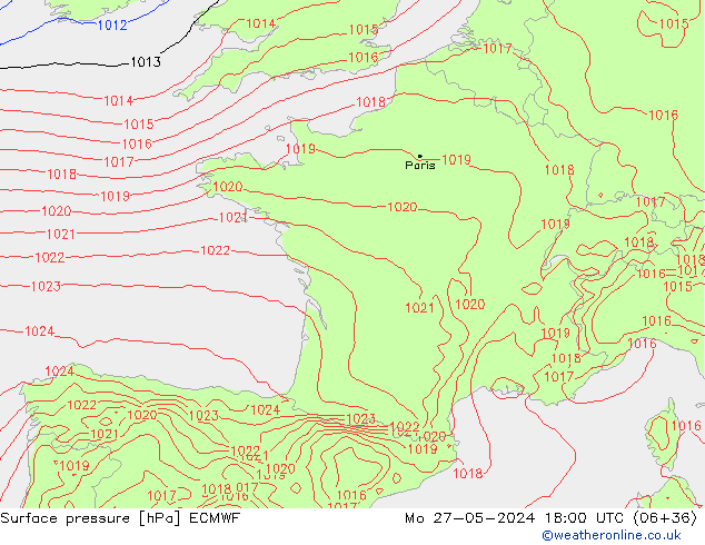 pression de l'air ECMWF lun 27.05.2024 18 UTC