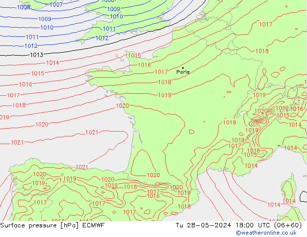 pression de l'air ECMWF mar 28.05.2024 18 UTC