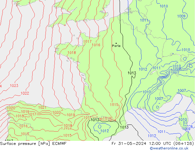 Surface pressure ECMWF Fr 31.05.2024 12 UTC